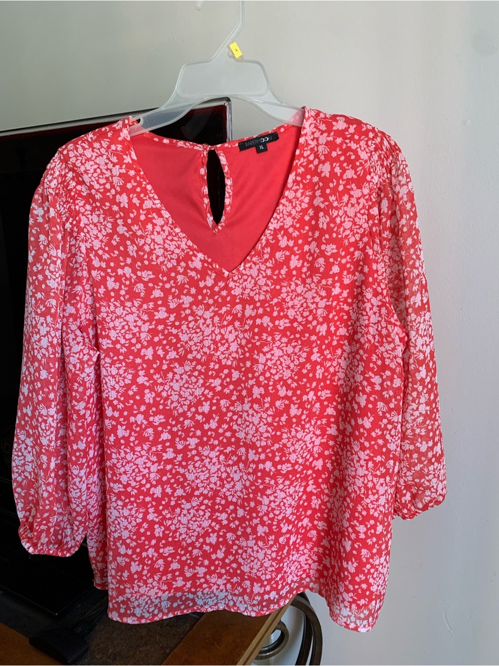 Papermoon Coral Pink Floral V-Neck Blouse
